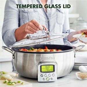 GreenPan Elite 6QT Electric Skillet, Sear Saute Stir-Fry Cook Rice, Healthy Cera
